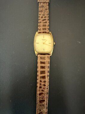 Leonard Geneve Men's Vintage Gold-Plated Wrist Watch In Great Shape!